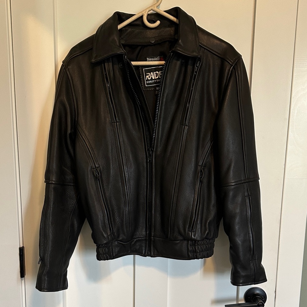 Black Leather Bomber Jacket for Women